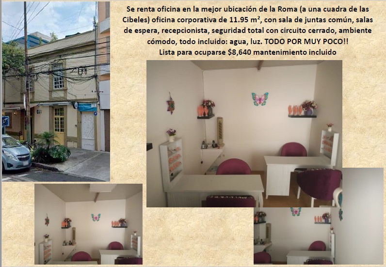 Rento oficina en la mejor ubicación de la colonia Roma