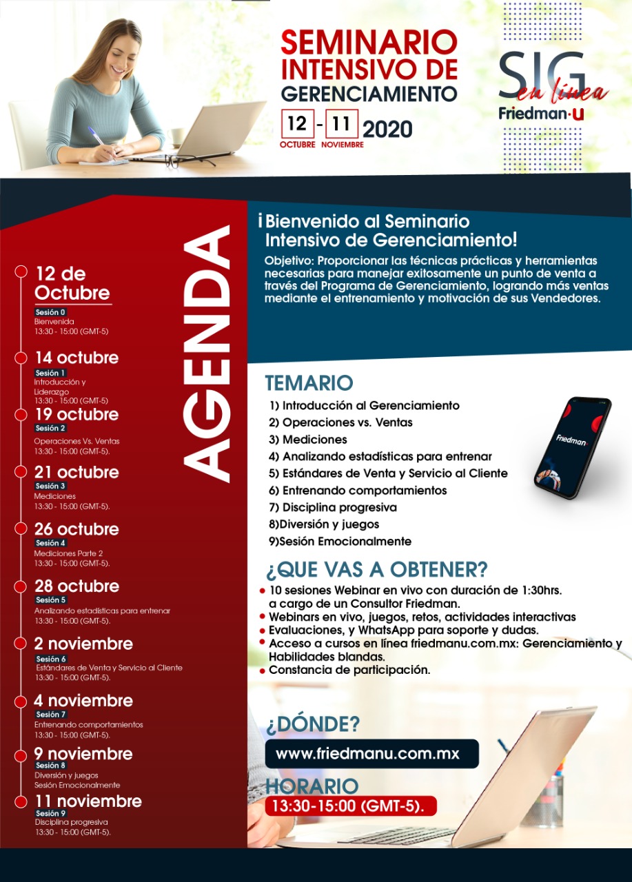 SEMINARIO INTENSIVO DE GERENCIAMIENTO 12 DE OCTUBRE AL 11 DE NOVIEMBRE
